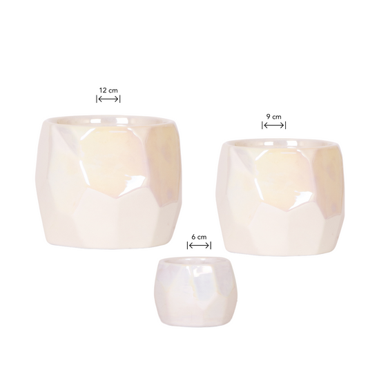 3 x Ziertopf Pearl travertine