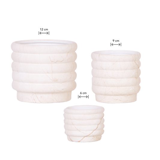 3 x Ziertopf Marmor hell