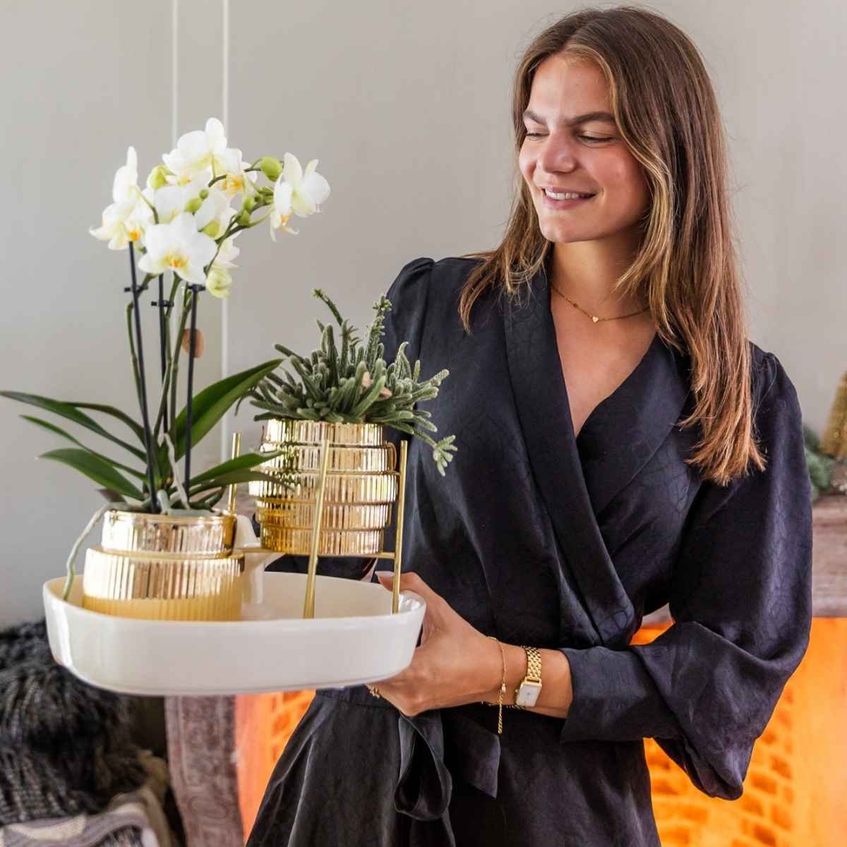 Kolibri Home | Allure Empire Shiny Übertopf - Gold - Ø9cm